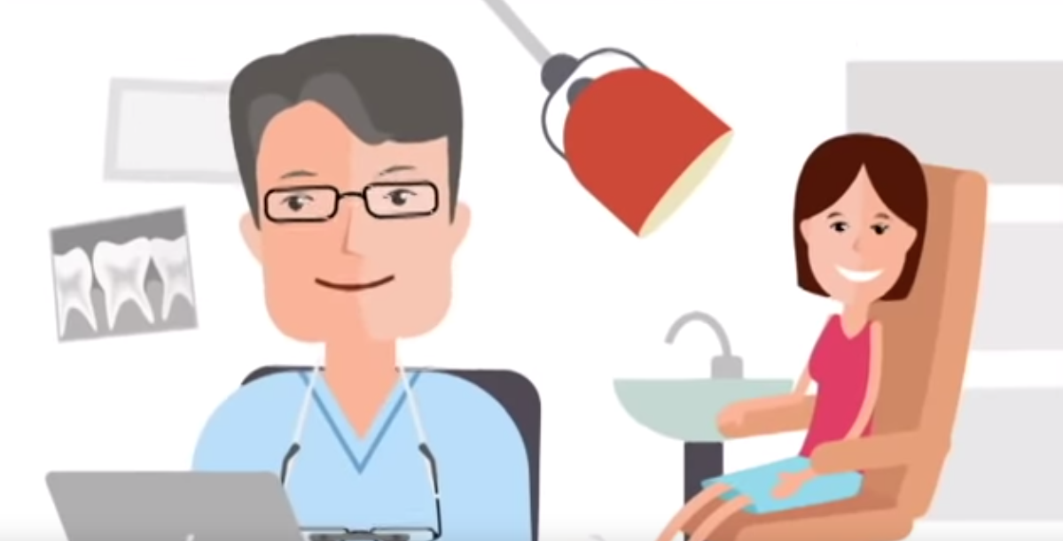 Cartoon of a dentist and a patient