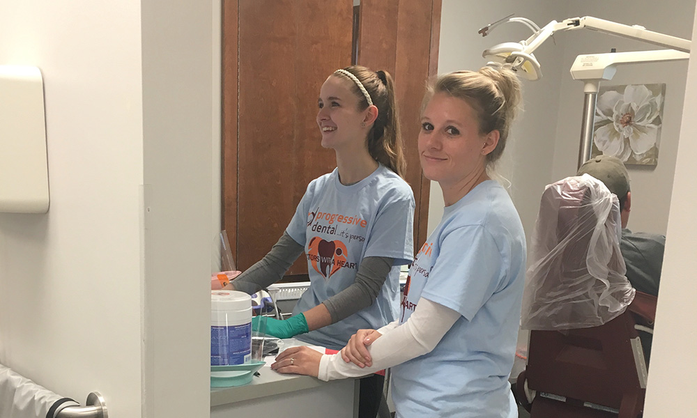 Progressive Dental employees working at Doctors with a Heart day