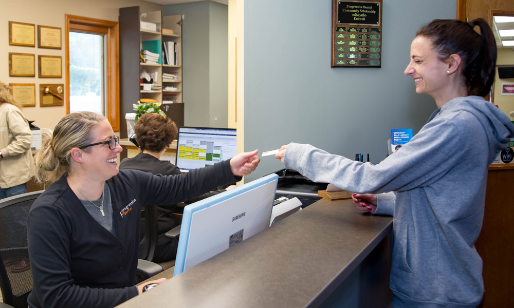 Welcoming a patient to the Progressive Dental office